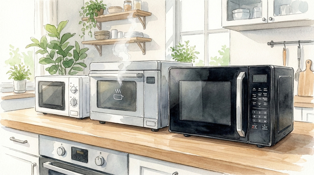 KMO-FJ50Yとアイリスオーヤマ製電子レンジを比較したイメージ図